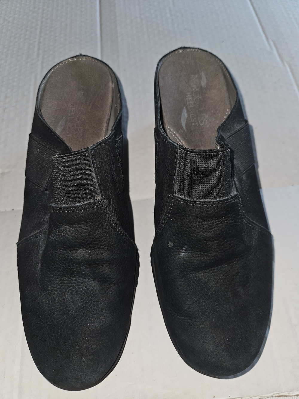 Women's Black Slip-On Mule Clogs - Minimal Leather Design